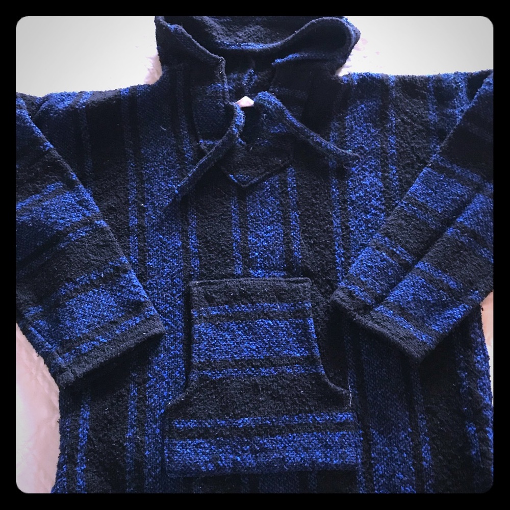 Blue and Black Poncho